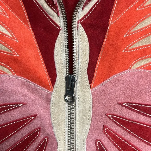 Free People Cow Suede Stars are Psychedelic Jacket Large X-Large Boho - Picture 3 of 12